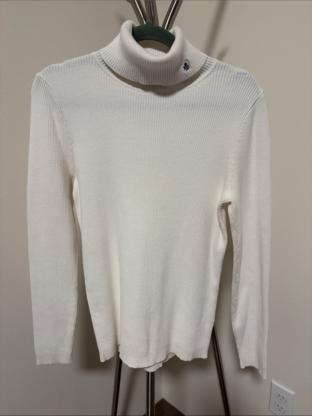 Polo by Ralph Lauren Cream Ribbed Turtleneck Sweater
